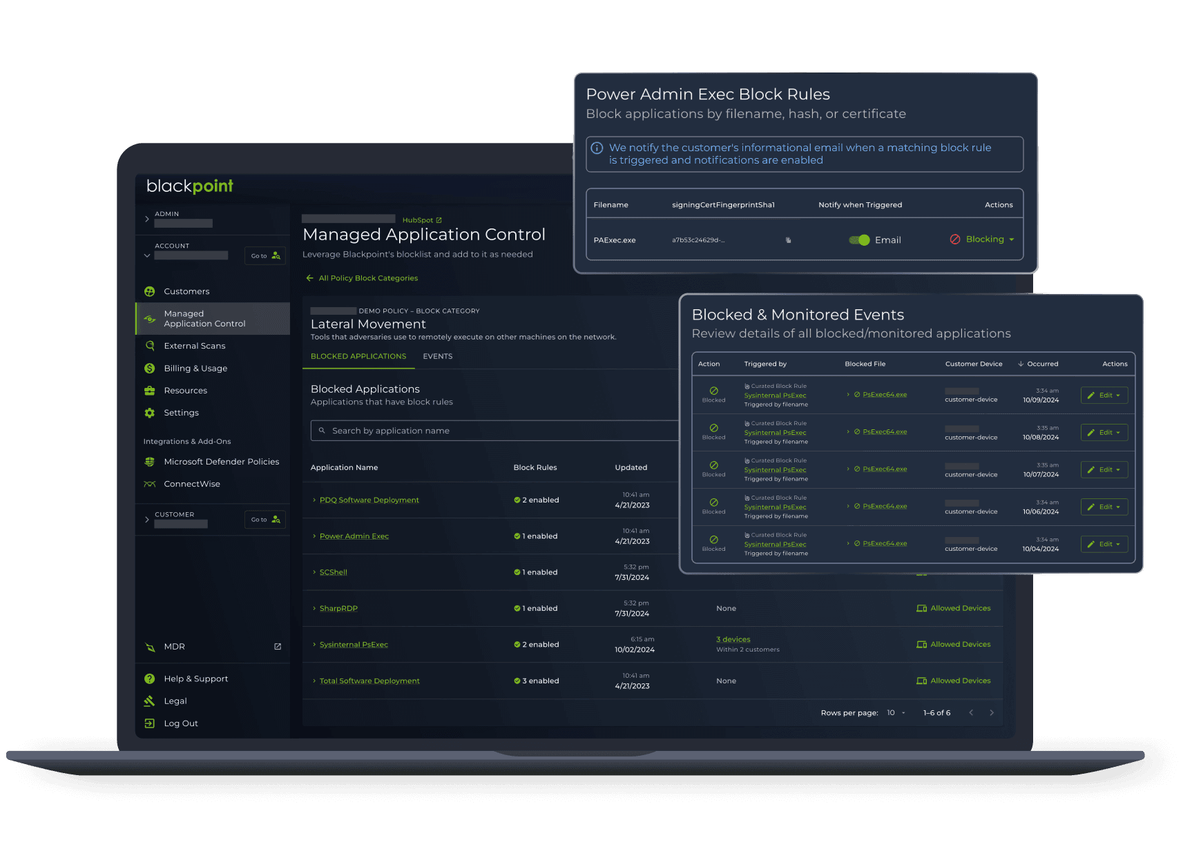Application Control Dashboard