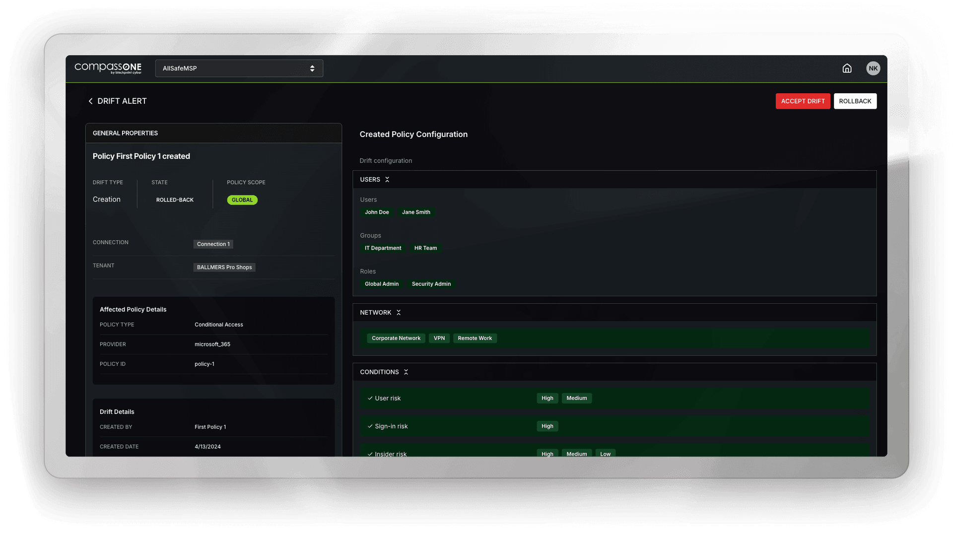 Cloud Identities Security Dashboard